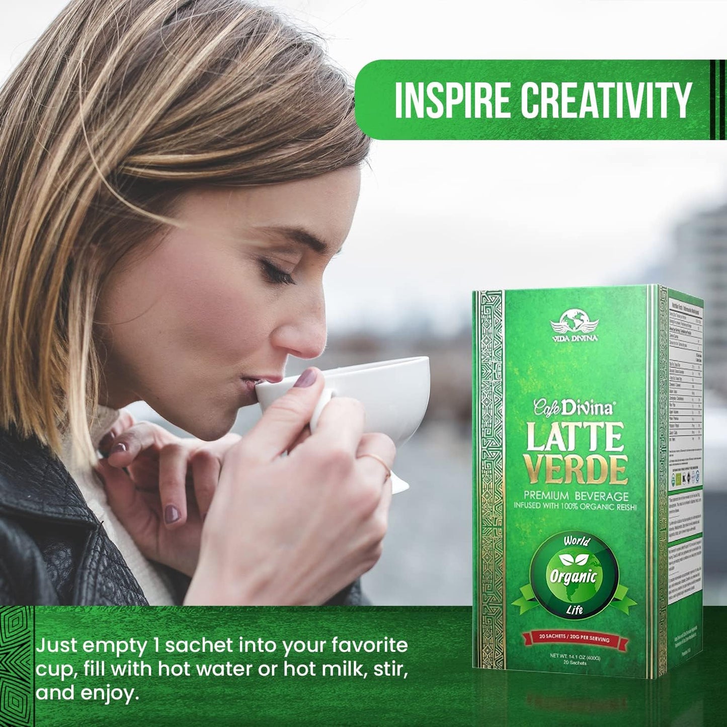 Café con leche verde matcha